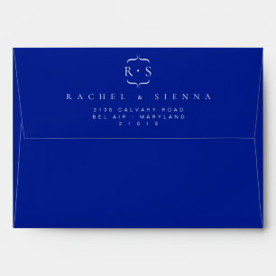 Cobalt Blue Classy Minimalist Monogram Envelope