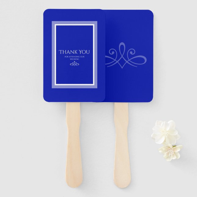 Cobalt blue customisable wedding hand fan (Front and Back)