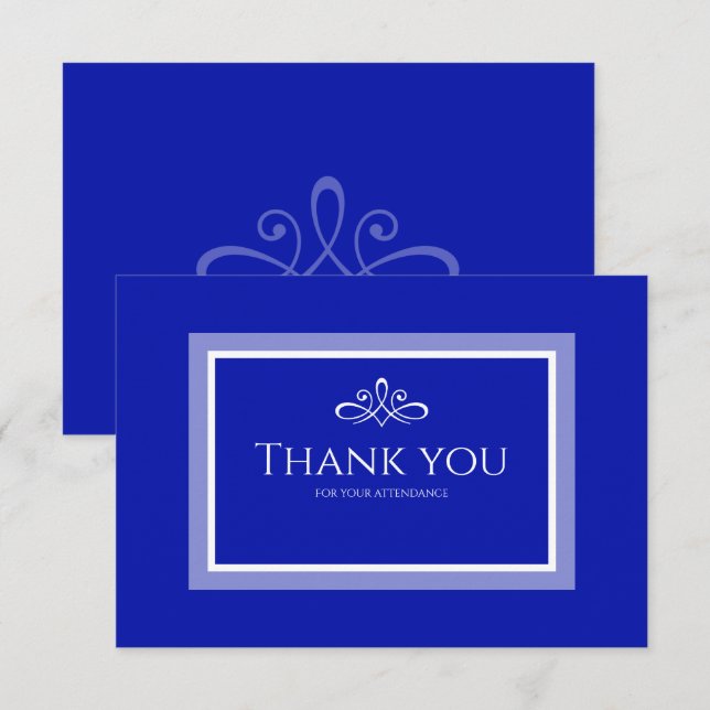 Cobalt blue customisable wedding thank you card (Front/Back)
