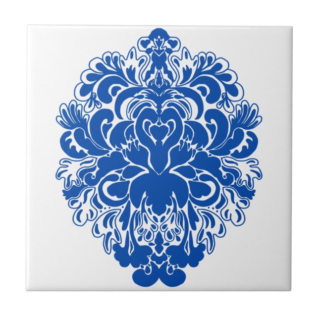Cobalt Blue Damask Tile (Front)