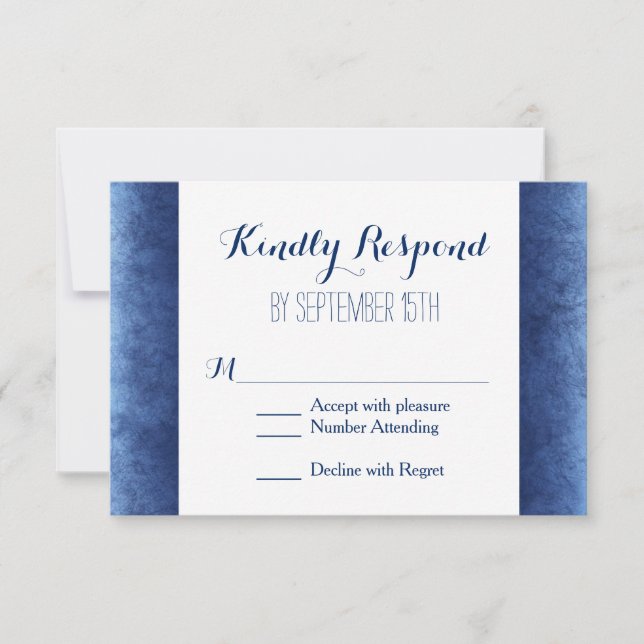 Cobalt Blue Distressed Rustic Wedding RSVP Cards (Front)