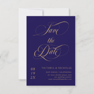 Cobalt Blue Elegant Romantic Wedding Save The Date