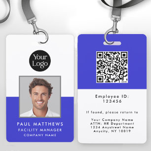 Cobalt Blue Employee Photo Company ID  ID Badge
