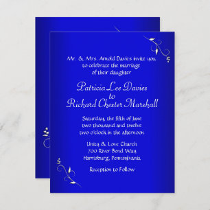Cobalt Blue Evening Wedding Invitation