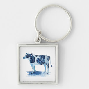 Cobalt Blue Farm Animals - Cow Key Ring