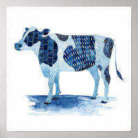 Cobalt Blue Farm Animals - Cow