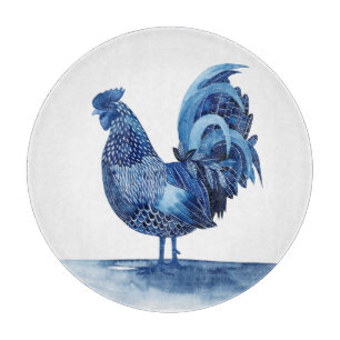 Cobalt Blue Farm Animals - Rooster Cutting Board