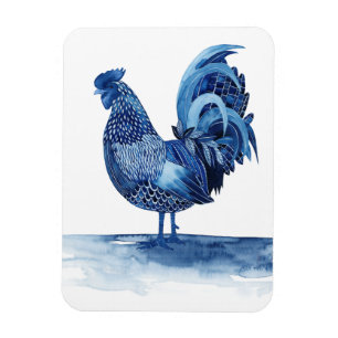Cobalt Blue Farm Animals - Rooster Magnet