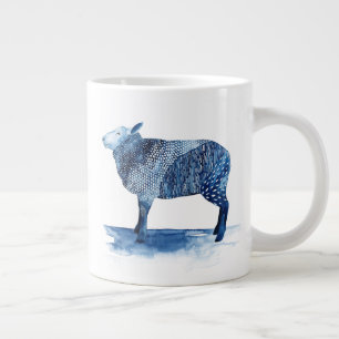 Cobalt Blue Farm Animals - Sheep Large Coffee Mug