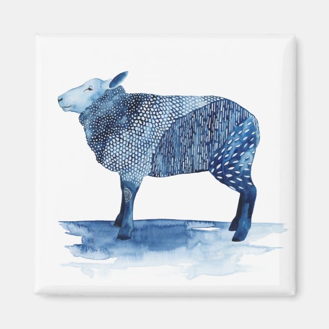 Cobalt Blue Farm Animals - Sheep Magnet (Front)