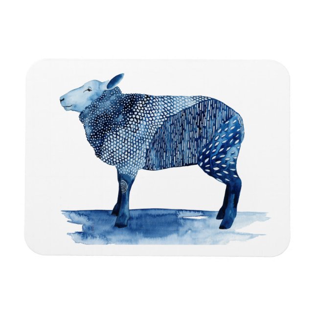 Cobalt Blue Farm Animals - Sheep Magnet (Horizontal)