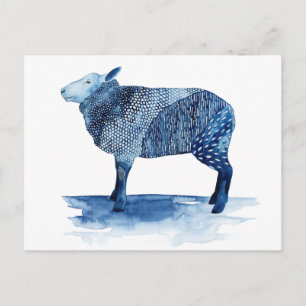Cobalt Blue Farm Animals - Sheep Postcard