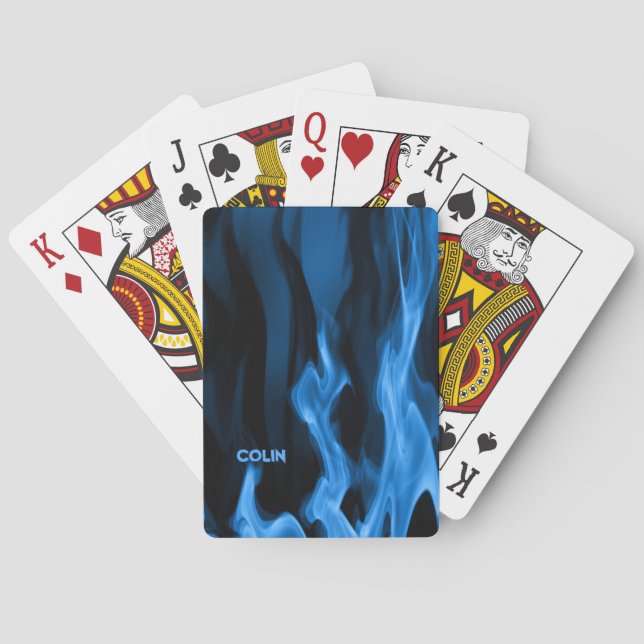 Cobalt Blue Flames Playing Cards (Back)