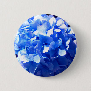 Cobalt blue floral elegant blue hydrangeas 6 cm round badge