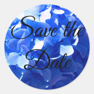 Cobalt blue floral elegant blue hydrangeas  classic round sticker