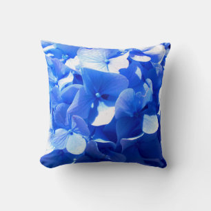 Cobalt blue floral elegant blue hydrangeas  cushion
