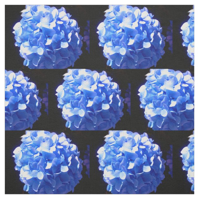 Cobalt blue floral elegant blue hydrangeas  fabric (Swatch)