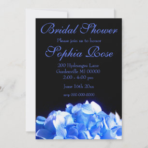 Cobalt blue floral elegant blue hydrangeas  invitation