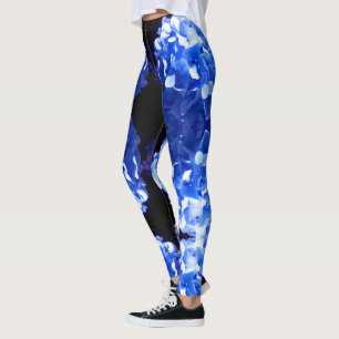 Cobalt blue floral elegant blue hydrangeas  leggings