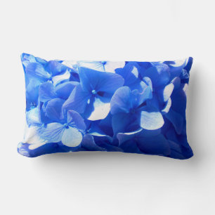 Cobalt blue floral elegant blue hydrangeas  lumbar cushion