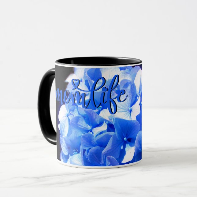 Cobalt blue floral elegant blue hydrangeas  mug (Front Left)