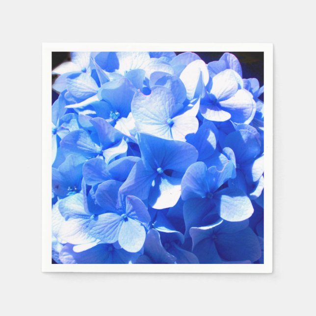Cobalt blue floral elegant blue hydrangeas  napkin (Front)