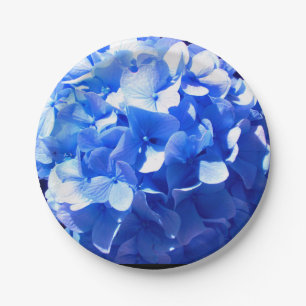 Cobalt blue floral elegant blue hydrangeas paper plate