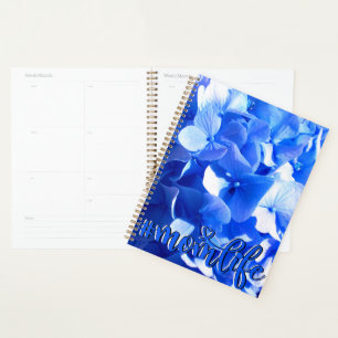 Cobalt blue floral elegant blue hydrangeas planner