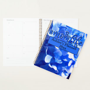 Cobalt blue floral elegant blue hydrangeas planner