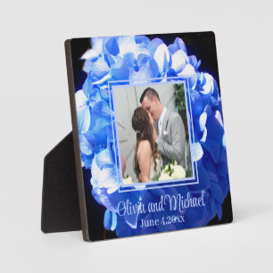 Cobalt blue floral elegant blue hydrangeas plaque