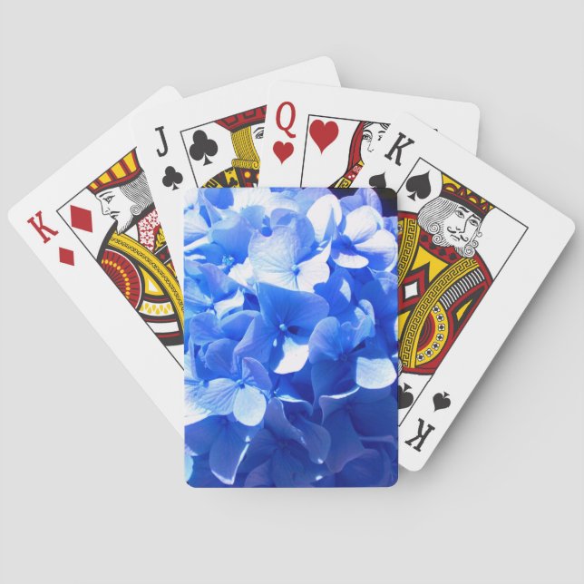 Cobalt blue floral elegant blue hydrangeas  playing cards (Back)