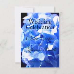 Cobalt blue floral elegant blue hydrangeas save the date