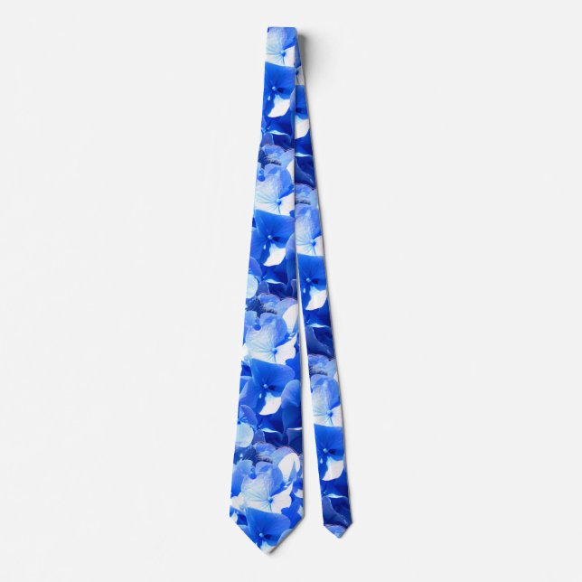 Cobalt blue floral elegant blue hydrangeas  tie (Front)