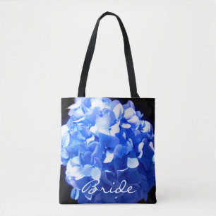 Cobalt blue floral elegant blue hydrangeas tote bag