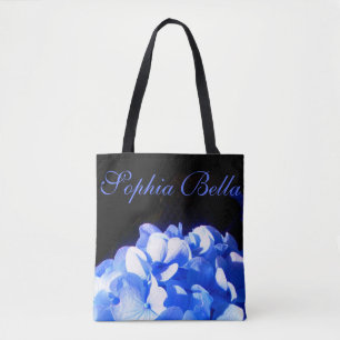 Cobalt blue floral elegant blue hydrangeas tote bag