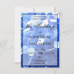 Cobalt blue floral elegant blue hydrangeas Wedding Invitation