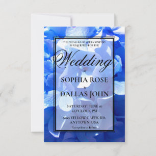Cobalt blue floral elegant blue hydrangeas Wedding Invitation