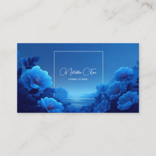 Cobalt Blue Floral Modern Geometric Ocean Business Card
