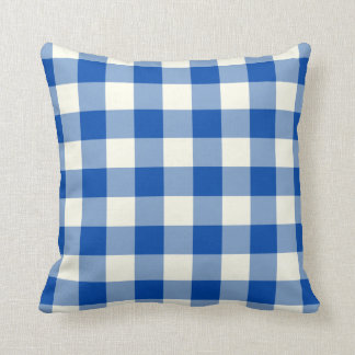 Cobalt Blue Gingham Throw Pillow