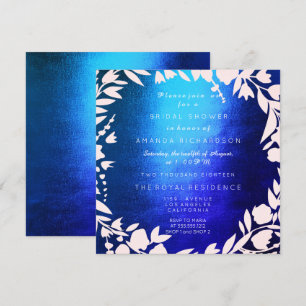 Cobalt Blue Gray White Kraft Bridal Shower Invitation