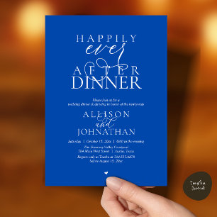 Cobalt Blue Happily Ever After Dinner Wedding Invitation