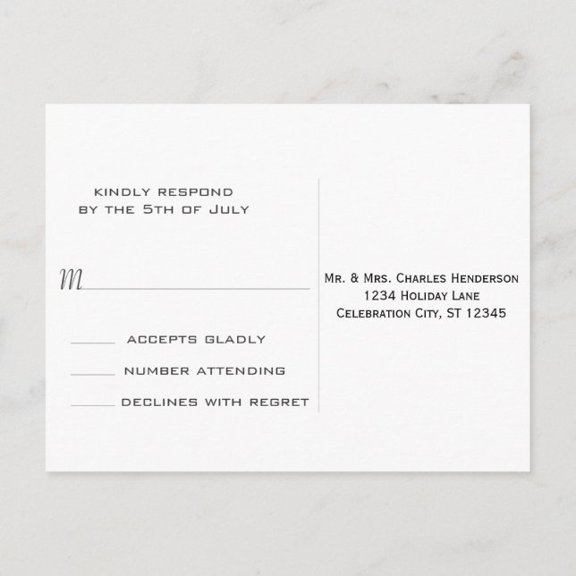 Cobalt Blue Heart Leaf Tree Wedding RSVP Invitation Postcard (Back)