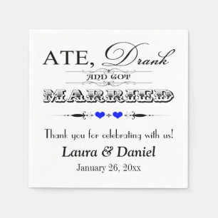 Cobalt Blue Hearts, Scrolls Wedding Napkins