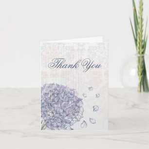 Cobalt blue hydrangea flower wedding thank you card