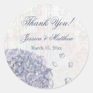 Cobalt blue hydrangea flower wedding thank you classic round sticker