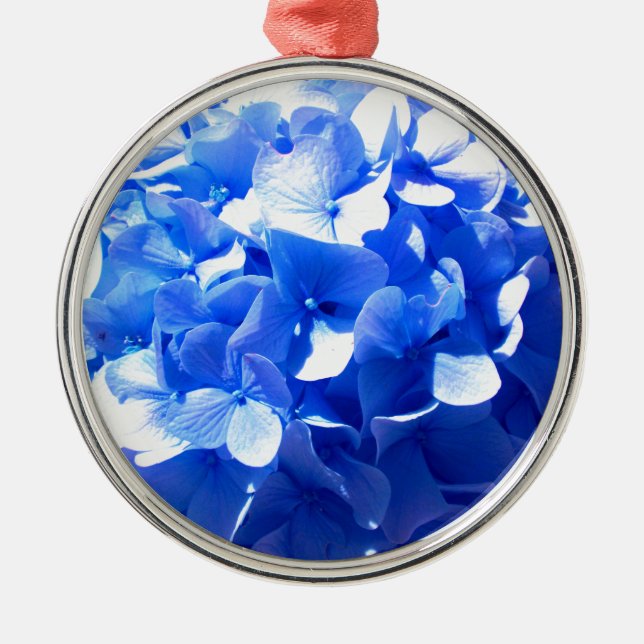 Cobalt Blue Hydrangea Metal Tree Decoration (Front)