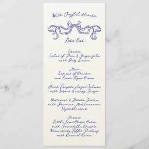 Cobalt Blue La Dolce Vita Ribbon Ecru Wedding Menu