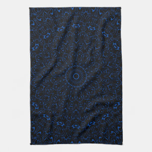 Cobalt Blue Mandala with Intricate Symmetry Tea Towel