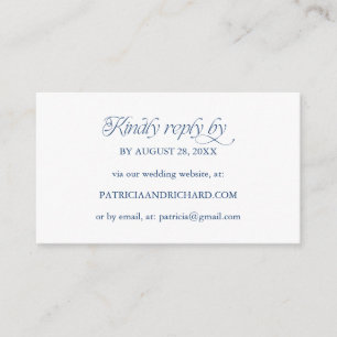 Cobalt Blue Minimalist Online RSVP Wedding Website Enclosure Card