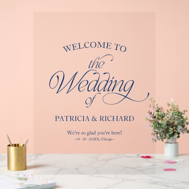 Cobalt Blue Modern Minimalist Wedding Welcome Sign (Wedding)